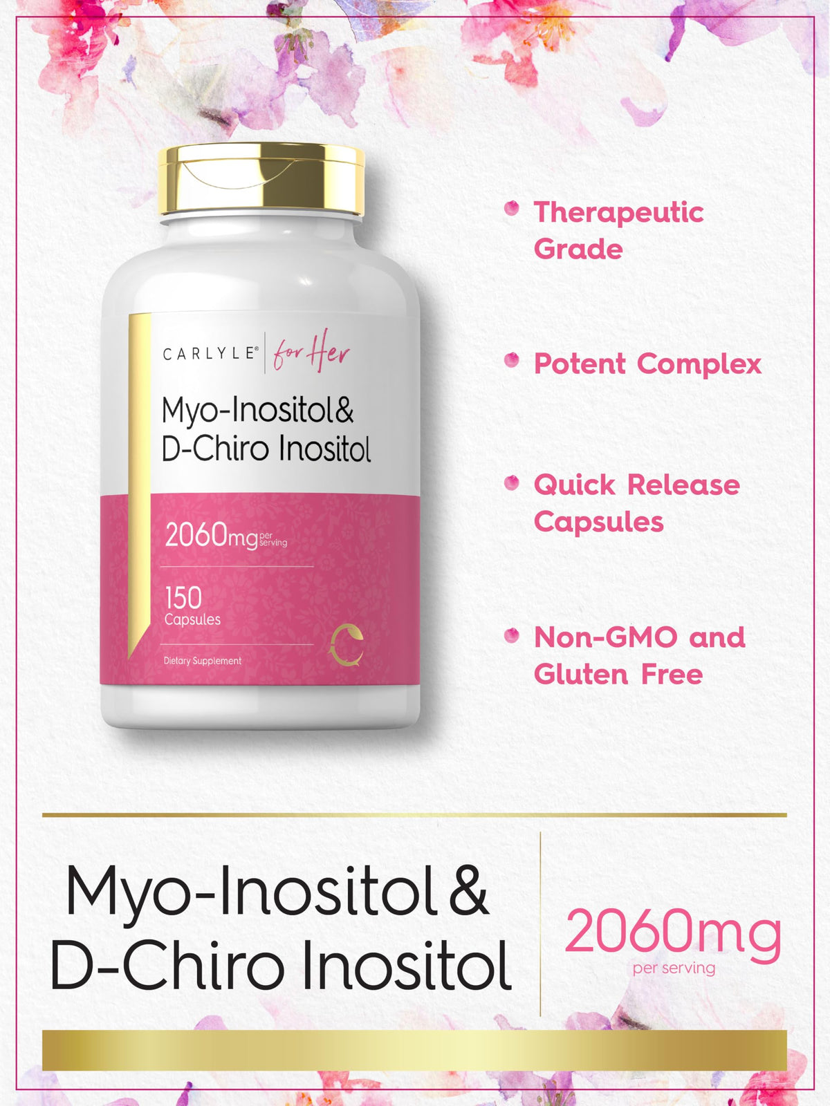 Carlyle Myo-Inositol & D-Chiro Inositol Supplement label close-up