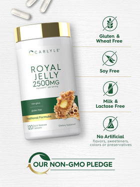 Carlyle Royal Jelly Supplement bottle with a measuring spoon