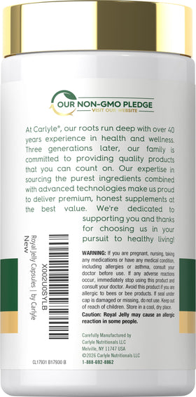 Carlyle Royal Jelly Supplement capsules close-up