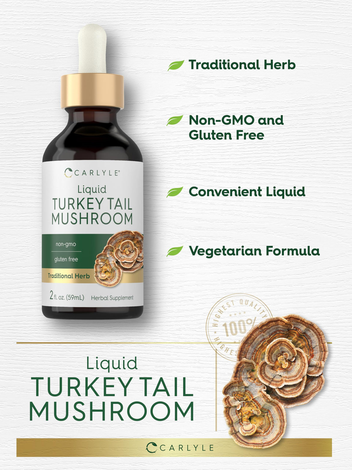 Carlyle Turkey Tail Mushroom Extract Liquid side view