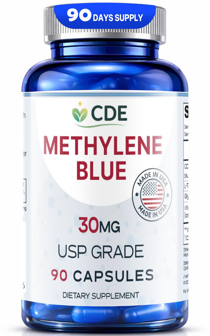 CDE Methylene Blue Capsules 30mg bottle front view