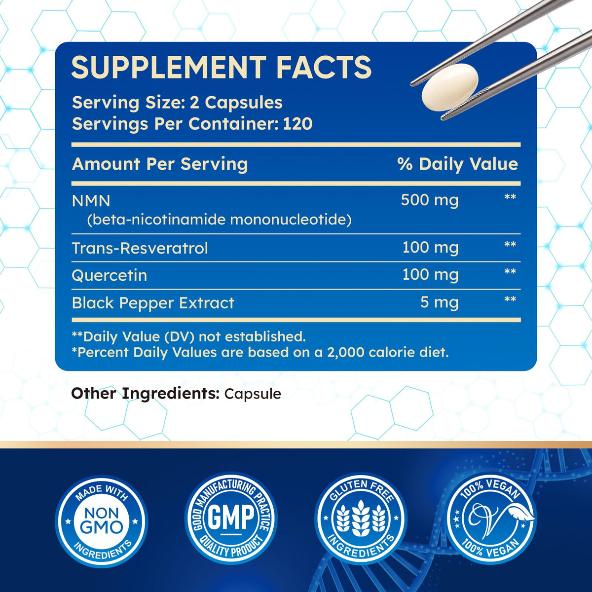 CFILIHTC NMN Supplement 500mg bottle with 240 softgels