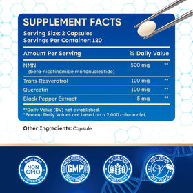 CFILIHTC NMN Supplement 500mg bottle with 240 softgels
