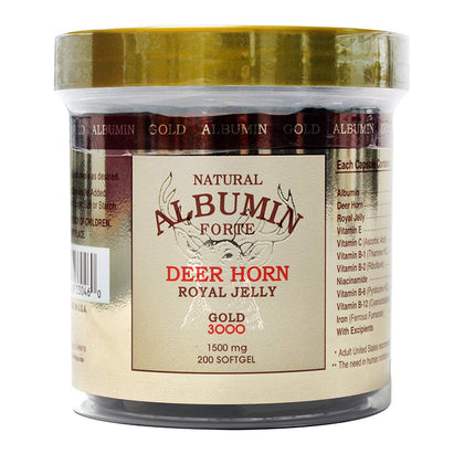 CGMLABS Natural Albumin Forte Deer Horn Royal Jelly 1500mg softgel bottle front view