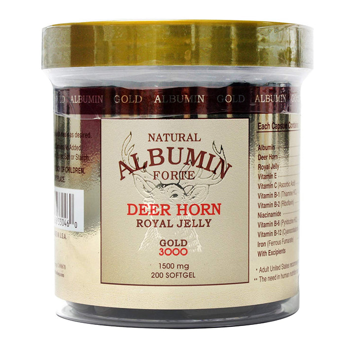 CGMLABS Natural Albumin Forte Deer Horn Royal Jelly 1500mg softgel bottle front view