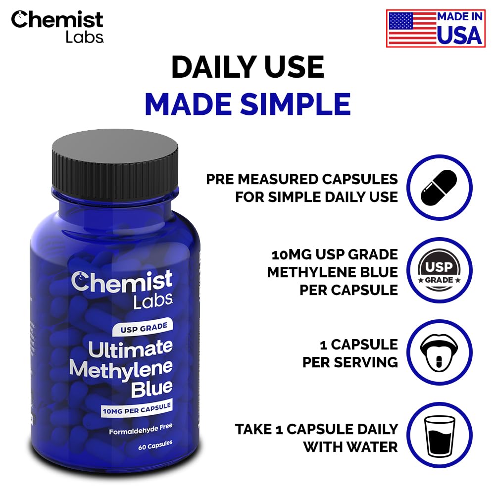 Chemist Labs Methylene Blue Capsules in a lifestyle setting