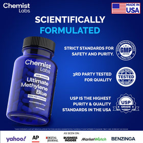 Chemist Labs Methylene Blue Capsules side view showing ingredients