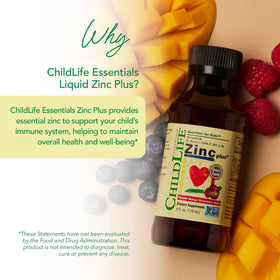 ChildLife Essentials Liquid Zinc Plus for Kids 4 Fl Oz back view