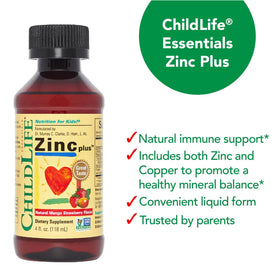 ChildLife Essentials Liquid Zinc Plus for Kids 4 Fl Oz natural flavour