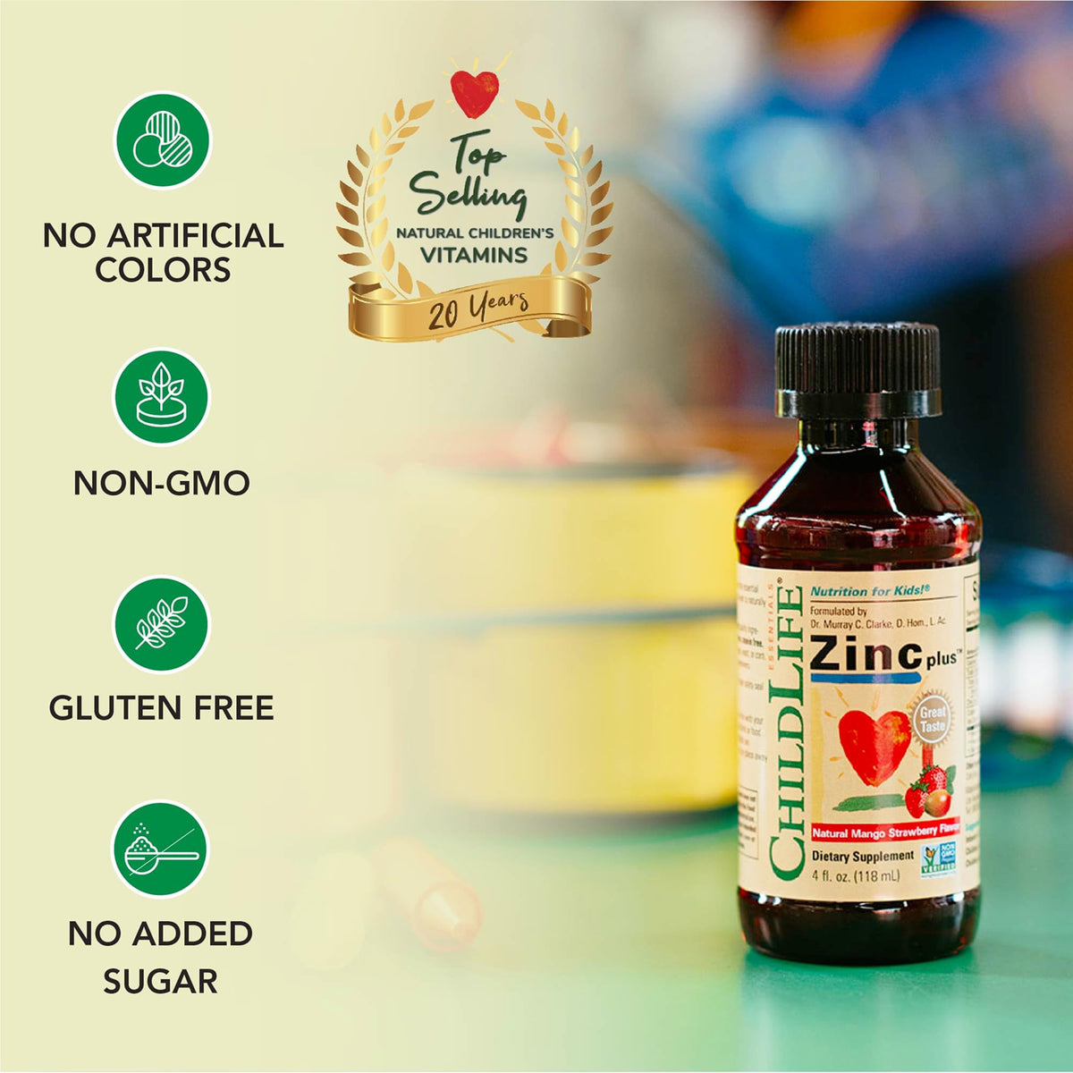 ChildLife Essentials Liquid Zinc Plus for Kids 4 Fl Oz packaging