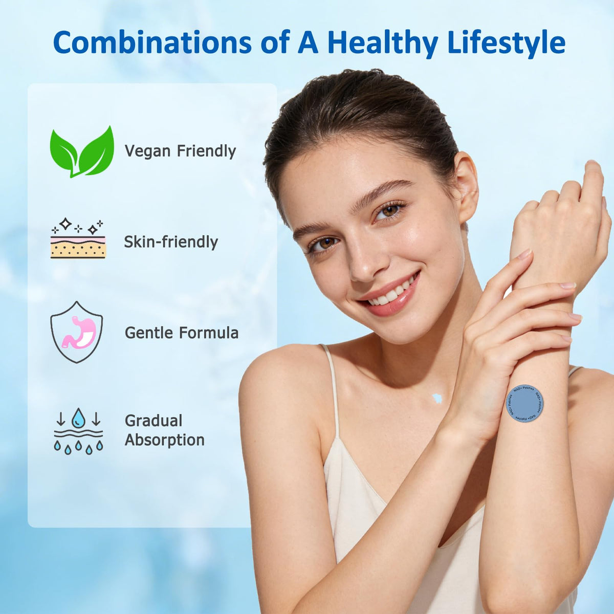 Chrxbei NAD+ Patches displayed with a daily wellness routine