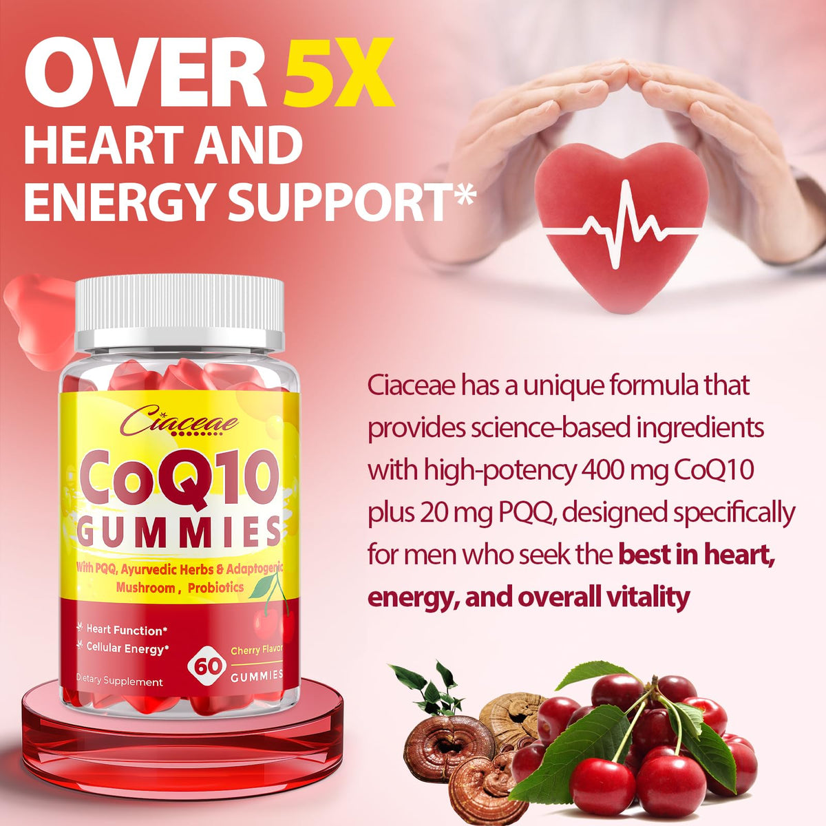 Ciaceae CoQ10 Gummies with ingredients displayed