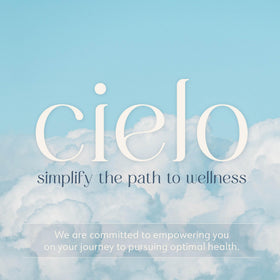 Cielo Golden Hour Antioxidant Supplement displayed with fresh pomegranate