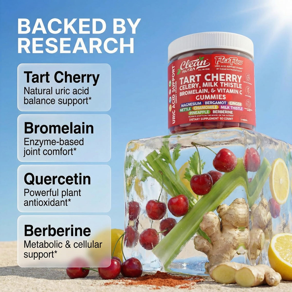 Clean Nutraceuticals Tart Cherry Gummies close-up
