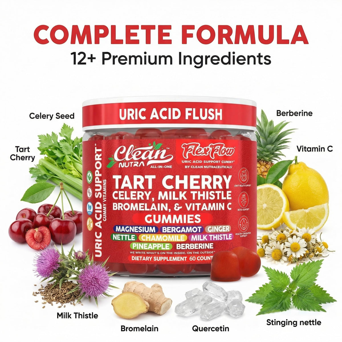Clean Nutraceuticals Tart Cherry Gummies on a table