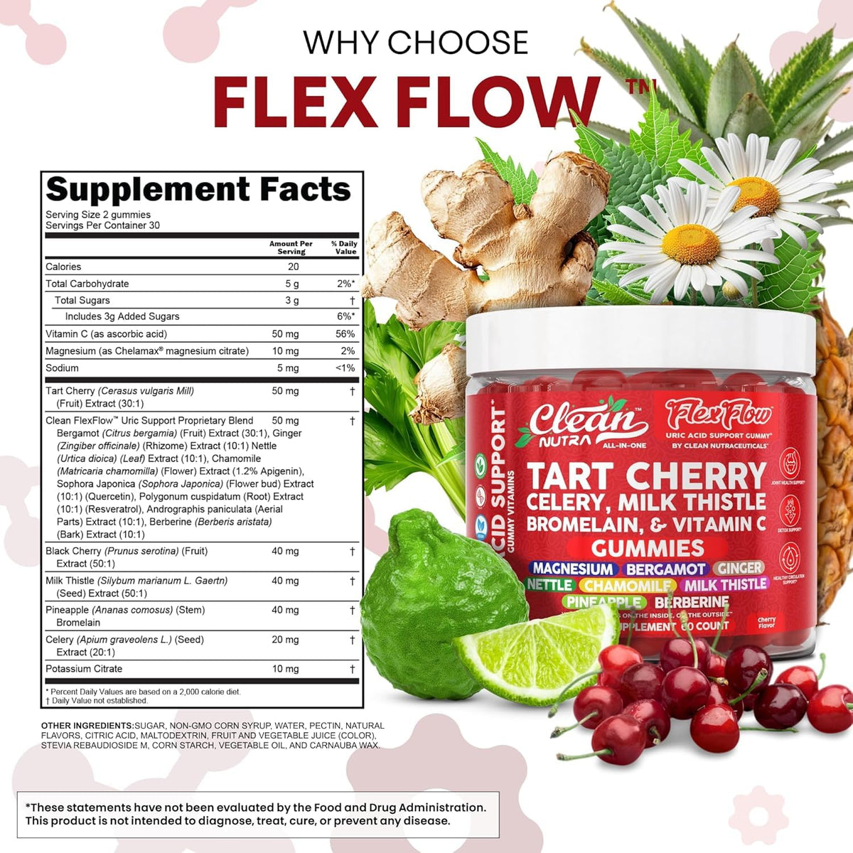 Clean Nutraceuticals Tart Cherry Gummies with ingredients