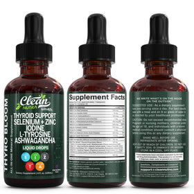 Clean Nutraceuticals ThyroBloom bottle with dropper in use
