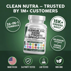 Clean Nutraceuticals ThyroDefend supplement with measuring spoon