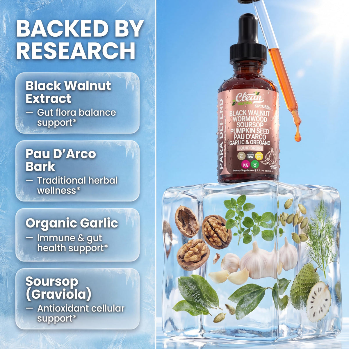 Clean Nutraceuticals Wormwood Black Walnut Complex Drops dropper in use