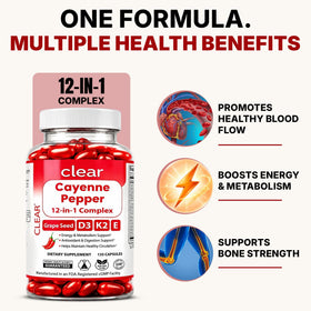 Clear Probiotics Cayenne Pepper Softgels 300mg bottle with label