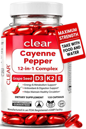 Clear Probiotics Cayenne Pepper Softgels 300mg front view
