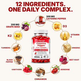 Clear Probiotics Cayenne Pepper Softgels 300mg softgel close-up