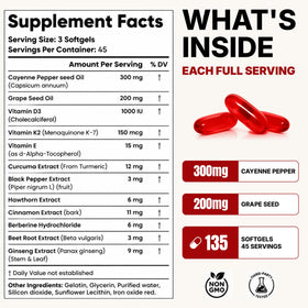 Clear Probiotics Cayenne Pepper Softgels 300mg softgels on a wooden table