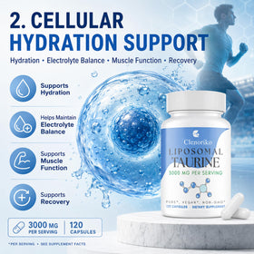 Clenoriko Liposomal Taurine Supplement 3000mg capsules in hand
