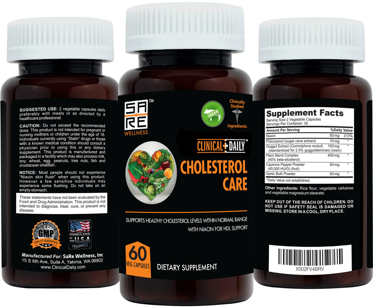 Clinical Daily Cholesterol Care Supplement showing capsule size