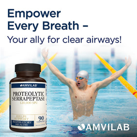 Close-up of AMVILAB Nattokinase Serrapeptase capsules