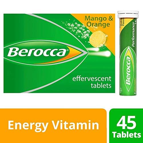 Close-up of Berocca Orange Effervescent Tablet in water