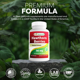 Close-up of Best Naturals Hawthorn Berry 565 mg capsule