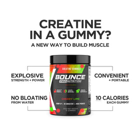 Close-up of Bounce Pro Creatine Monohydrate Gummies Cherry Lime