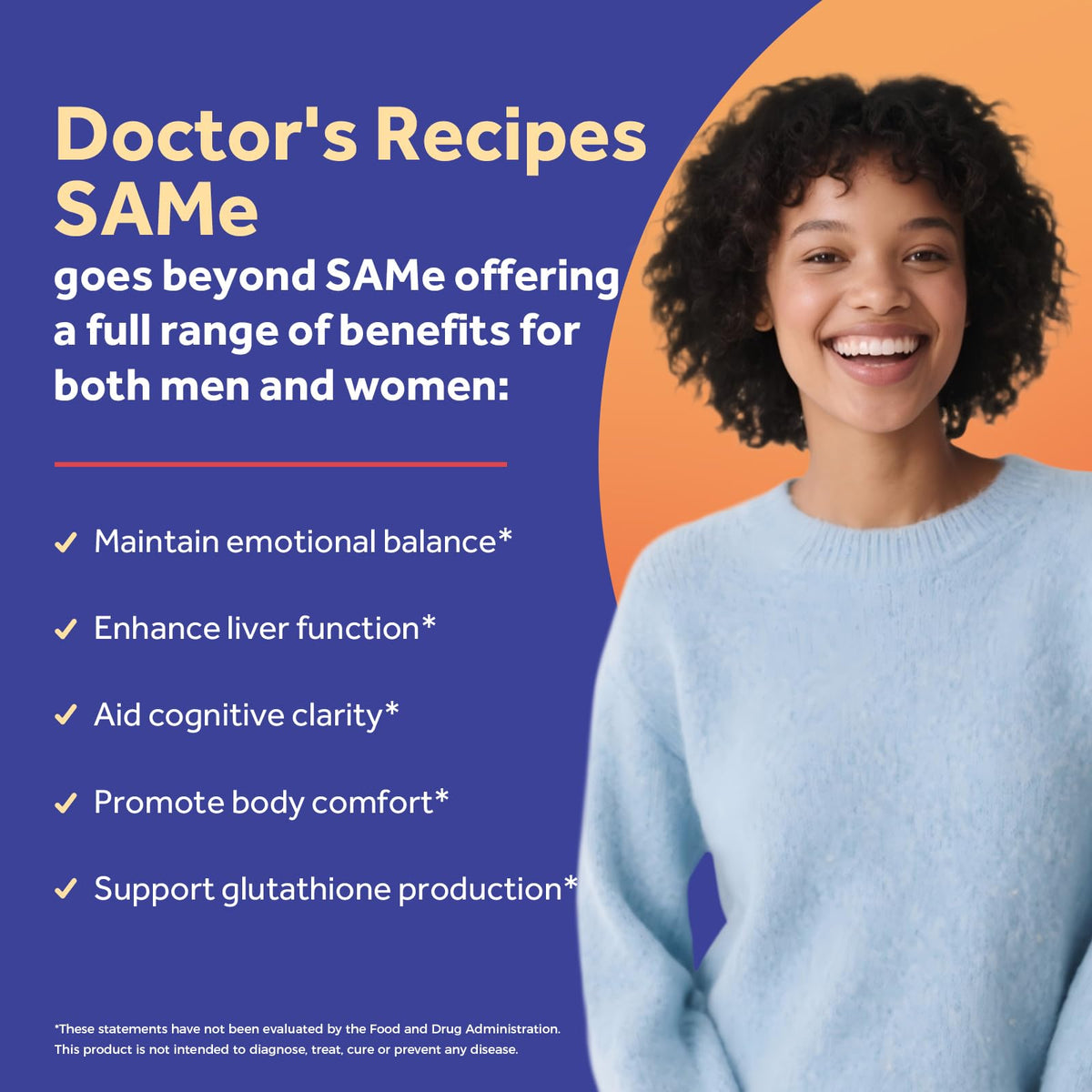 Close-up of Doctor's Recipes SAM-e 200 mg vegan tablet