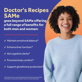 Close-up of Doctor's Recipes SAM-e 200 mg vegan tablet