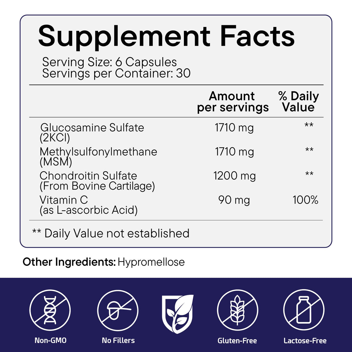 Close-up of FürstenMED Glucosamine Chondroitin MSM capsules