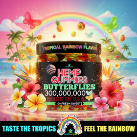 Close-up of Healthergize Hemp Gummies in Blue Raspberry flavour