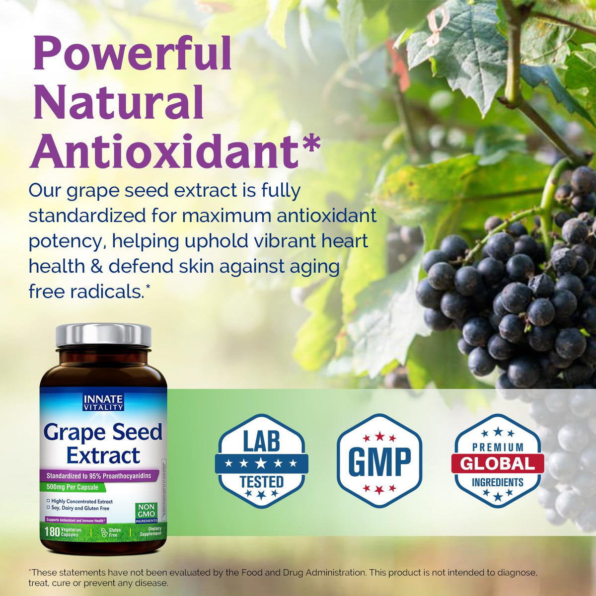 Close-up of Innate Vitality Grape Seed Extract Capsules