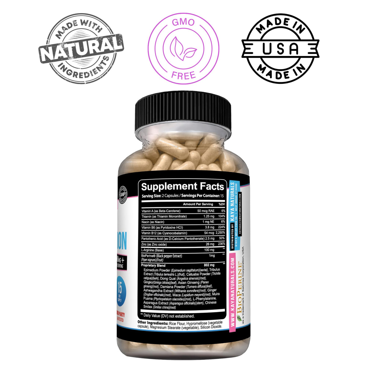 Close-up of Kaya Naturals Women's Hydration & Wellness Capsules