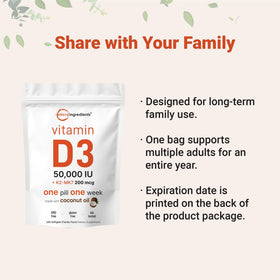 Close-up of Micro Ingredients Vitamin D3 + K2 softgel
