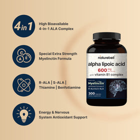 Close-up of NatureBell Alpha Lipoic Acid Complex capsules