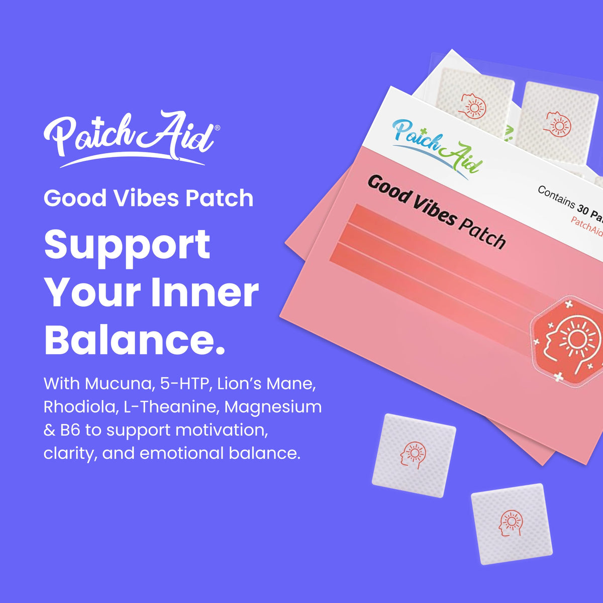 Close-up of Patch Aid Good Vibes Patch showing application