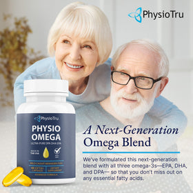 Close-up of PhysioTru Omega 3 Fish Oil softgel