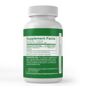 Close-up of Pure Original Ingredients Broccoli Extract Capsules
