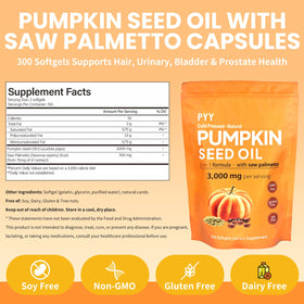 Close-up of PYY pumpkin seed oil softgel capsules