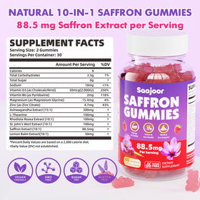 Close-up of Saajoor Saffron Gummies showcasing raspberry flavor
