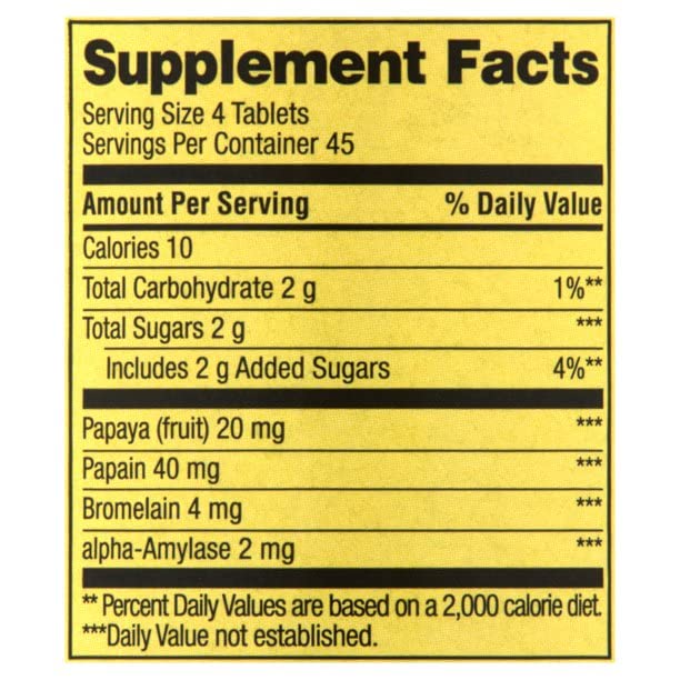 Close-up of Somall Papaya Enzyme Complex tablets