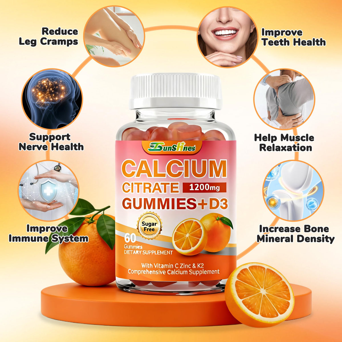 Close-up of tsunshnes Calcium Citrate Gummies showing texture
