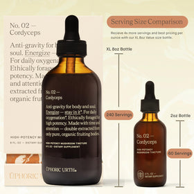 Close-up of UPHORIC URTH Cordyceps Mushroom Extract tincture dropper
