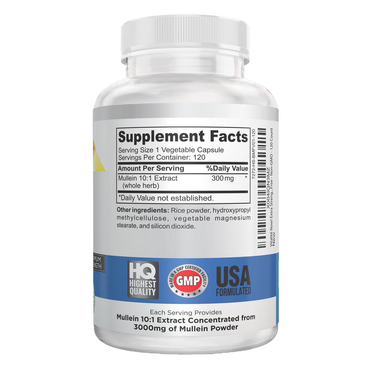 Close-up of Vitalité Now! Mullein Capsules